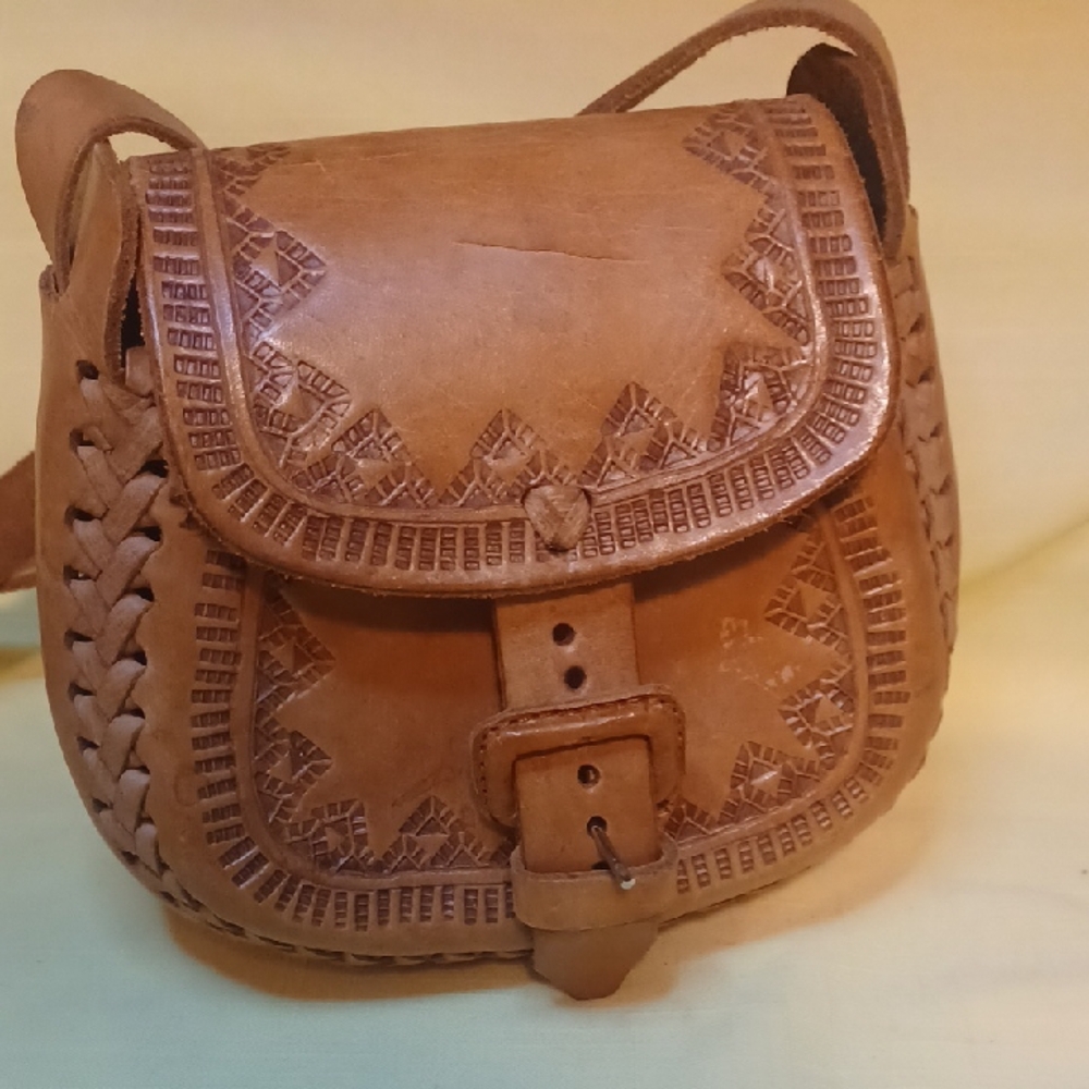 Vintage Handmade Mini Leather Saddle Bag